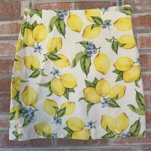 Talbots Lemon Print A Line Short Skirt Women’s 2 Yellow Cotton Stretchy
